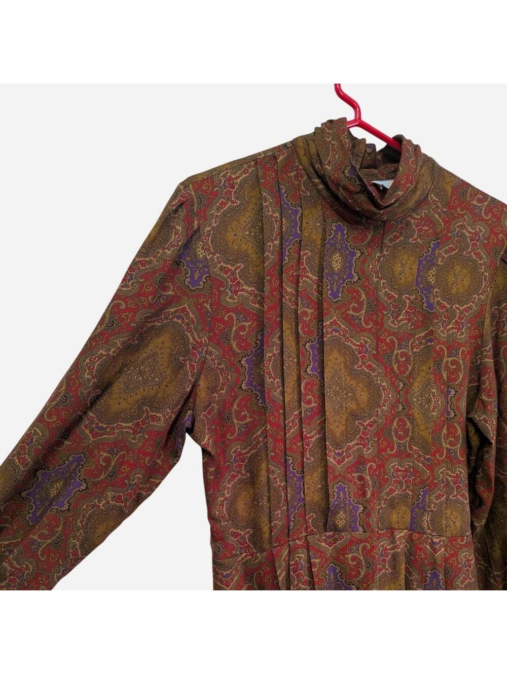 1980s De La Guillotine Oxford Lofton Baroque Medallion Paisley Dress Size M/L